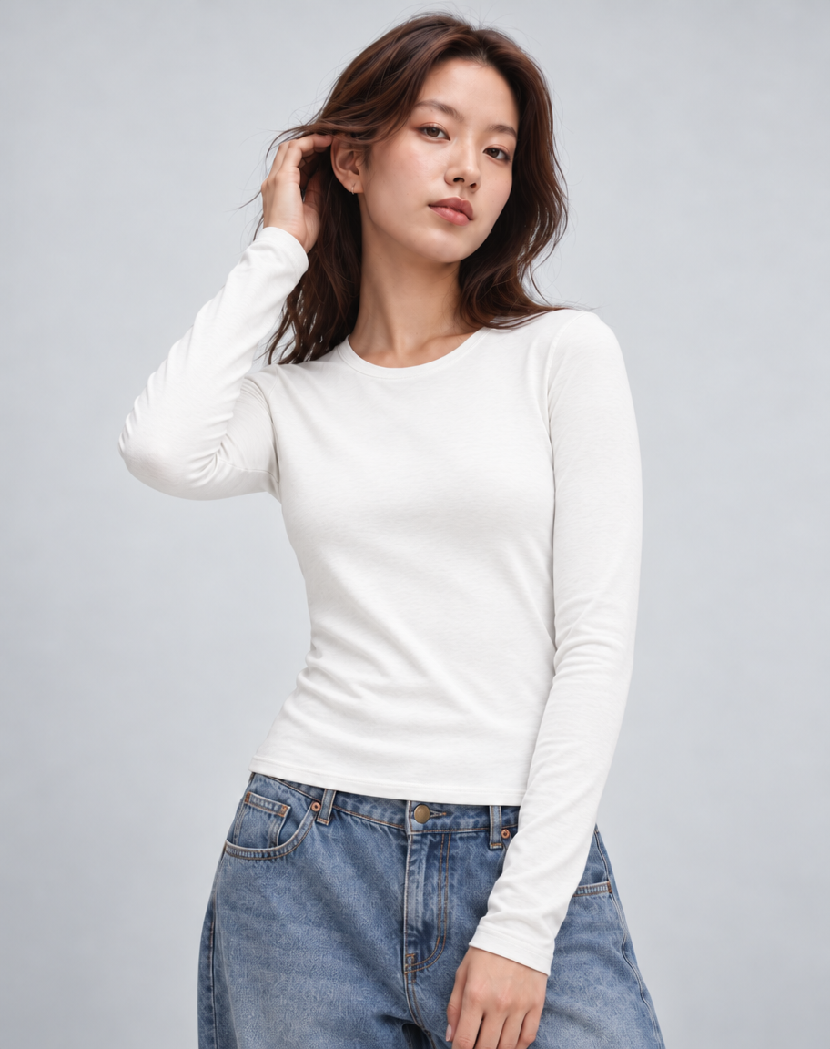 Langarmshirt aus weicher Baumwolle – Grau (Demnächst erhältlich) 