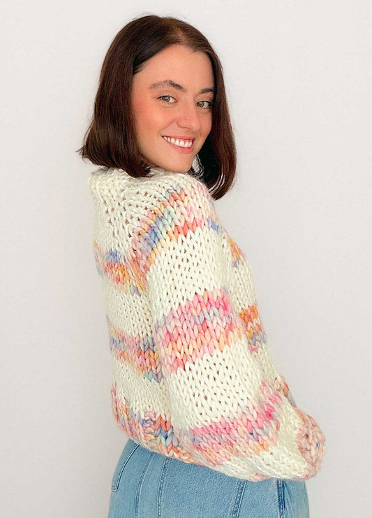 The Striped Rainbow Sweater Kit x @paula.on.knits - Version Yummy Yarn