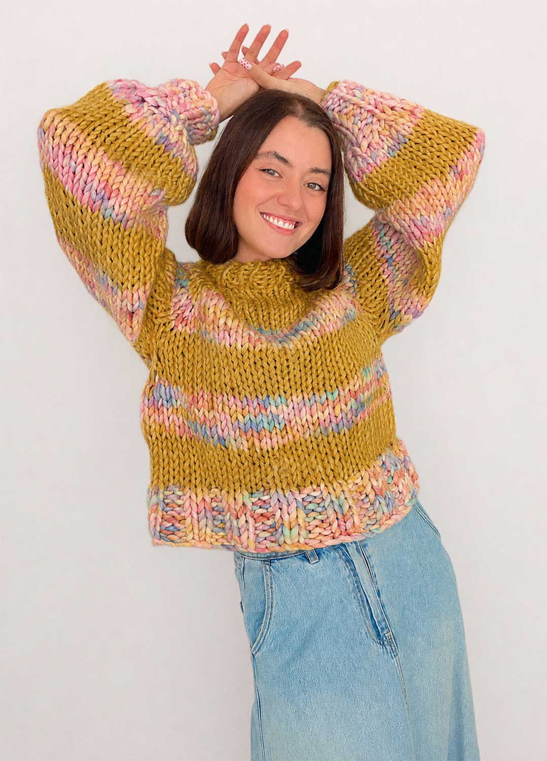 The Striped Rainbow Sweater Kit x @paula.on.knits - Version Yummy Yarn