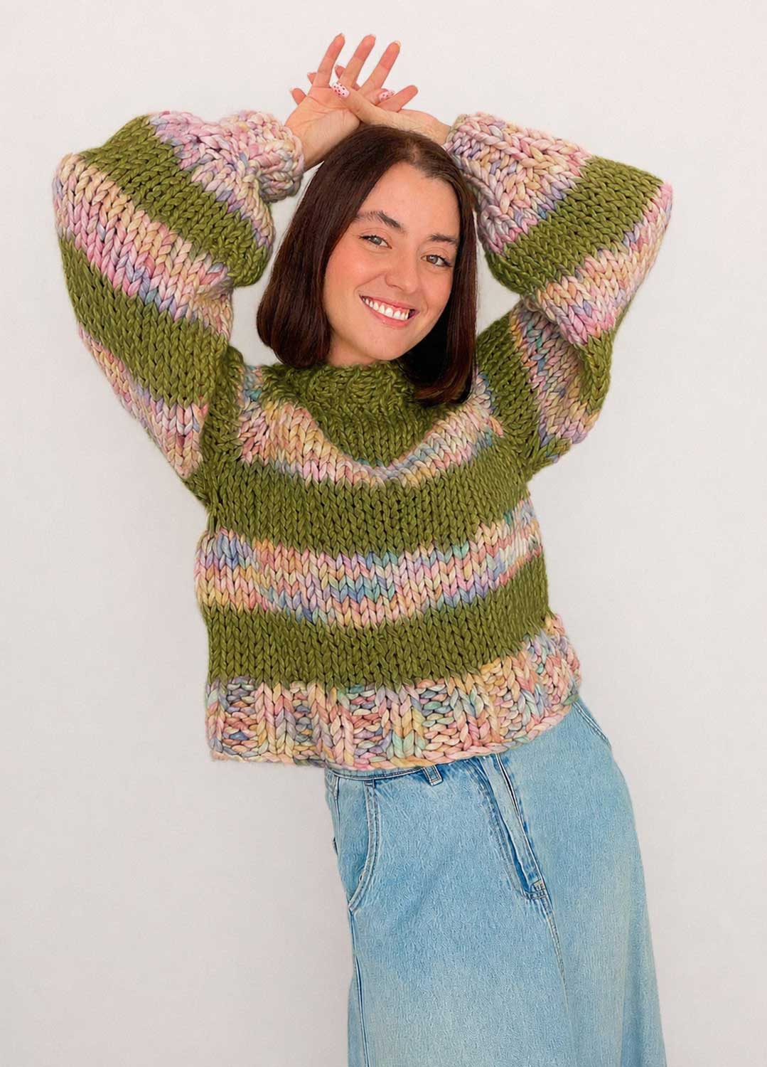 The Striped Rainbow Sweater Kit x @paula.on.knits - Version Yummy Yarn