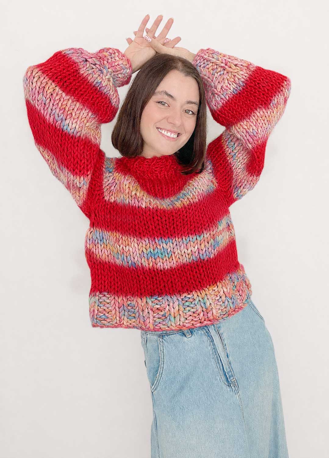 The Striped Rainbow Sweater Kit x @paula.on.knits - Version Yummy Yarn