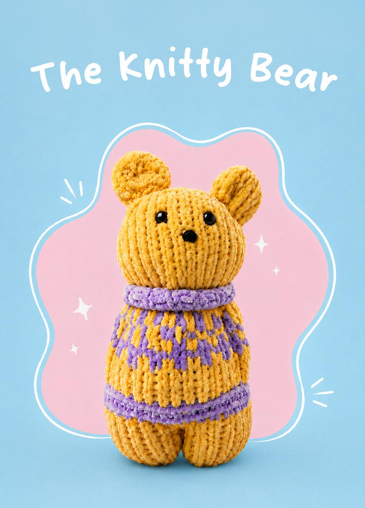 The Knitty Bear – Einfaches Mini-Strickbär-Kit – Cuddle Yarn