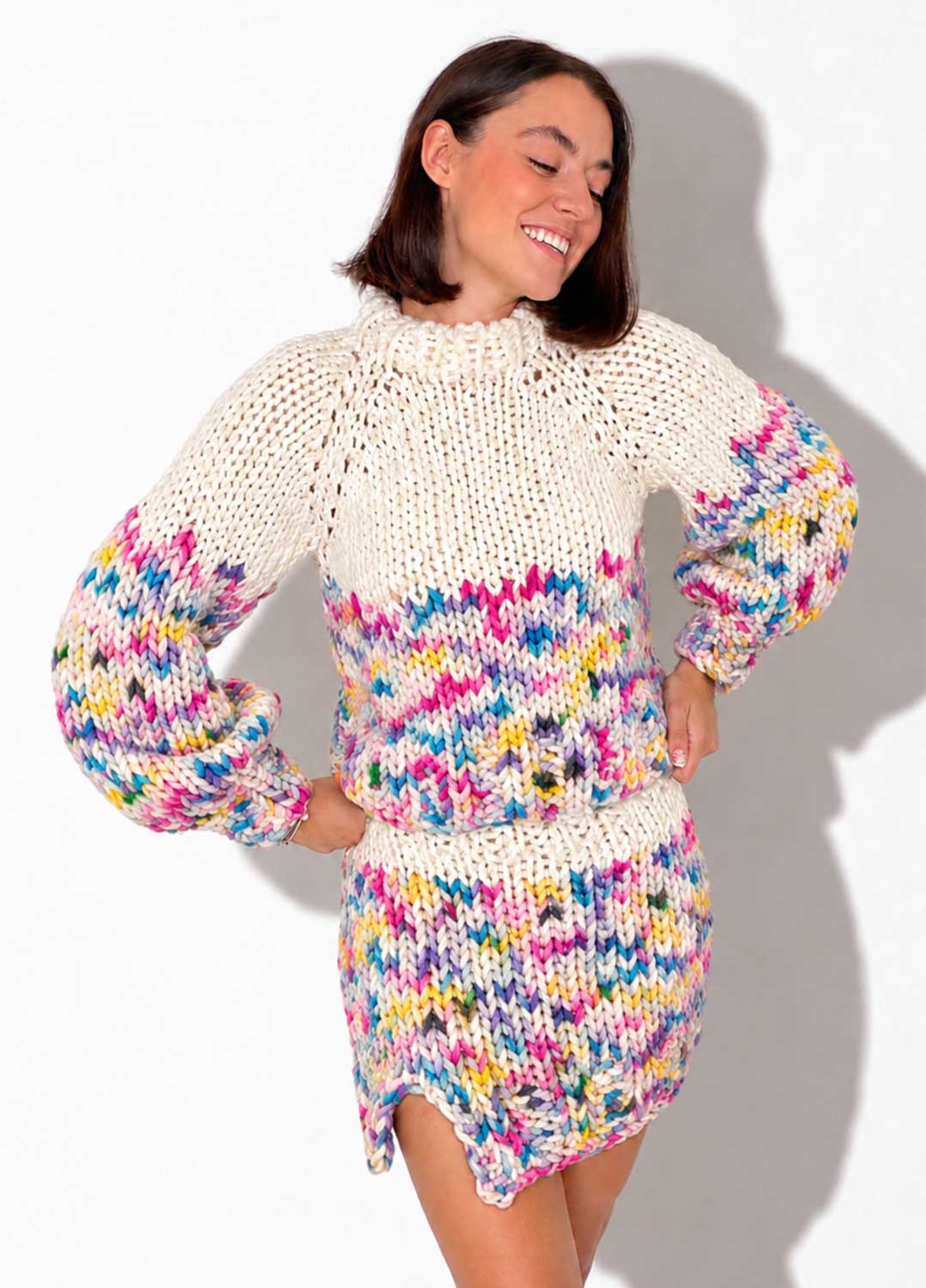 The Rainbow Skirt & Sweater Set Kit x @paula.on.knits – Yummy Yarn Version